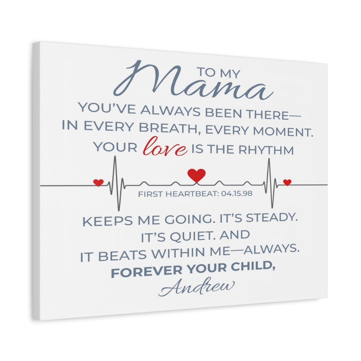 Personalized To Mom I Carry Your Love in Every Beat Custom Canvas Wall Art-Express Your Love Gifts