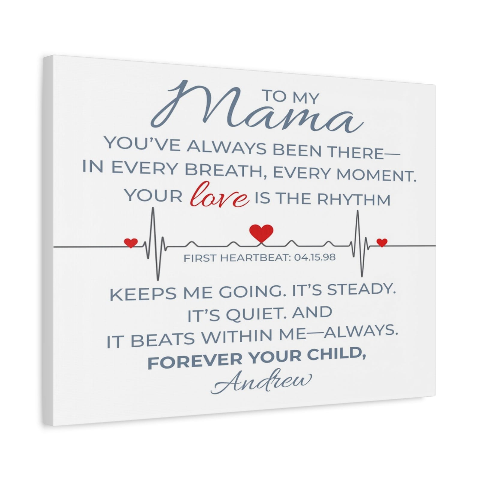 Personalized To Mom I Carry Your Love in Every Beat Custom Canvas Wall Art-Express Your Love Gifts