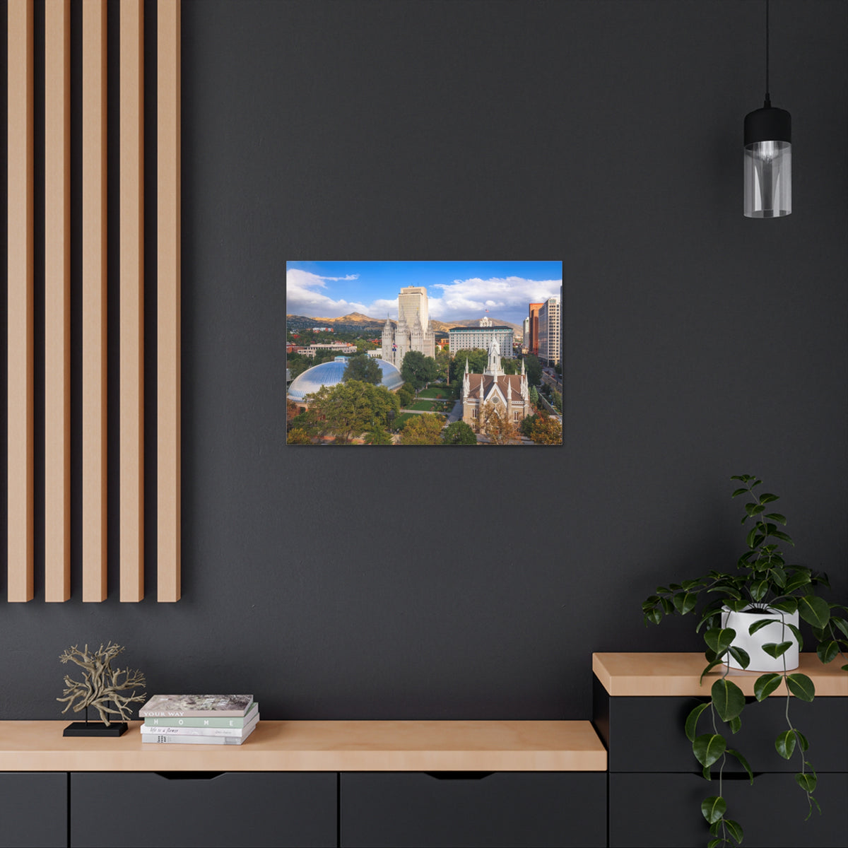 Salt Lake City Daytime Skyline Canvas Artwork High-Quality Breathtaking Stunning Cityscape for Home Decor Ready to Hang-Express Your Love Gifts