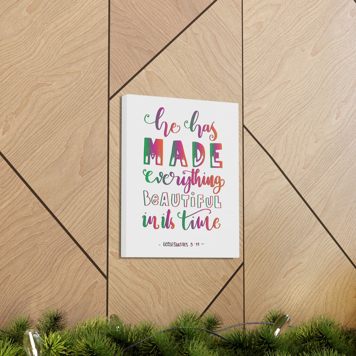 Scripture Canvas He Has Made Everything Ecclesiastes 3:11 Christian Wall Art Bible Verse Print Ready To Hang-Express Your Love Gifts