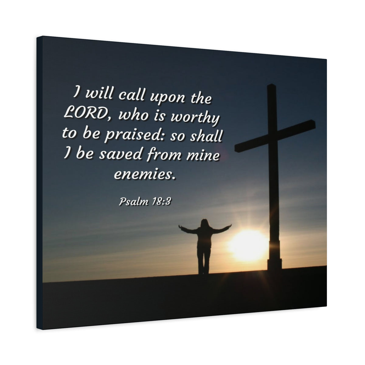 Scripture Canvas Worthy Psalm 18:3 Christian Wall Art Bible Verse Print Ready to Hang-Express Your Love Gifts