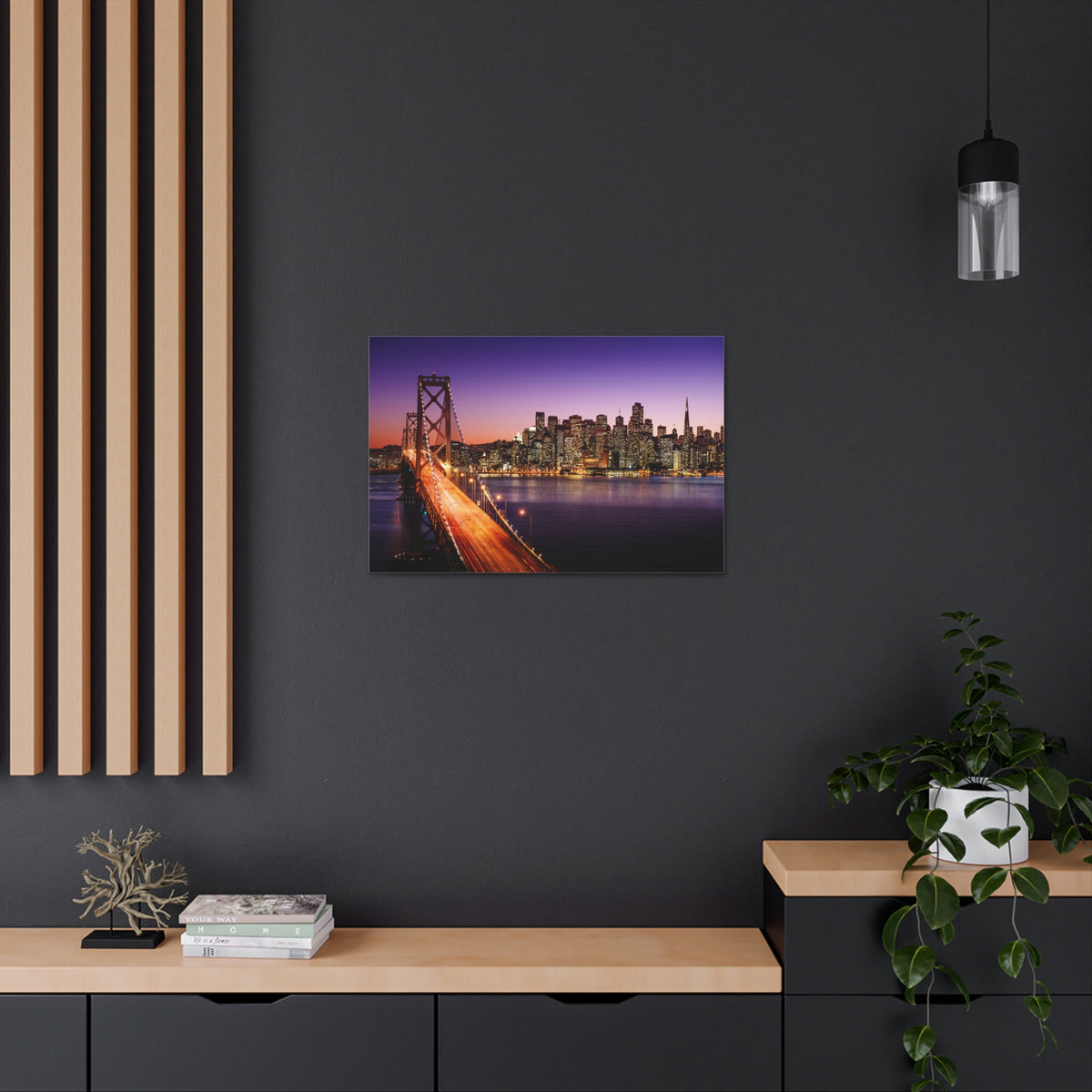 San Francisco Night Skyline Canvas Artwork High-Quality Breathtaking Stunning Cityscape for Home Decor Ready to Hang-Express Your Love Gifts