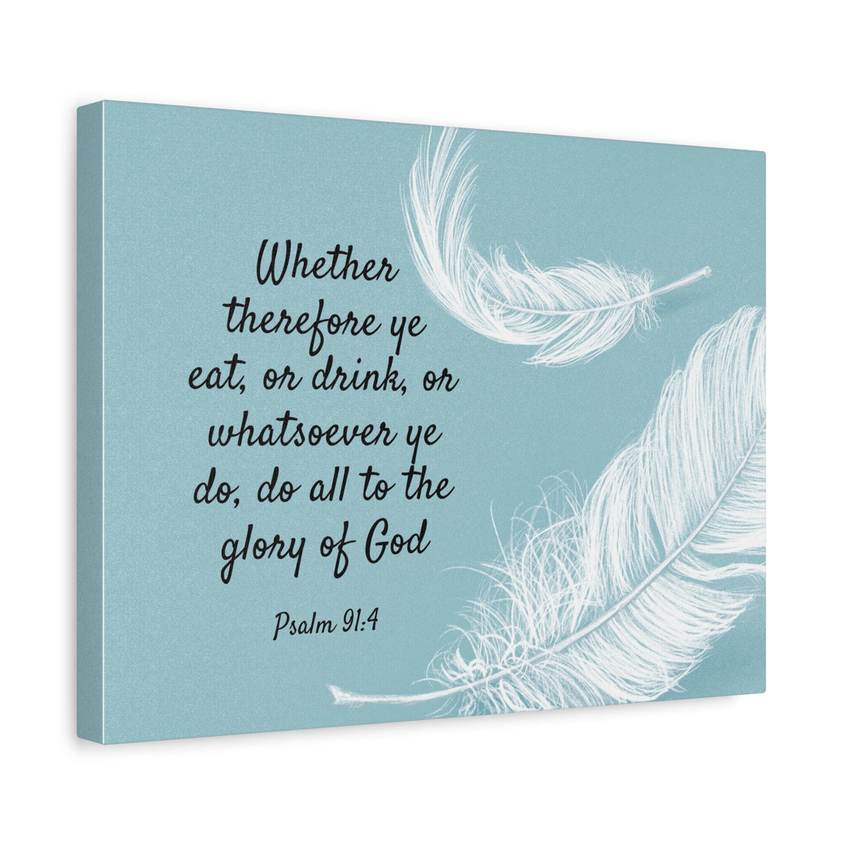 Scripture Canvas Glory Of God Psalm 91:4 Feather Christian Wall Art Bible Verse Print Ready to Hang-Express Your Love Gifts
