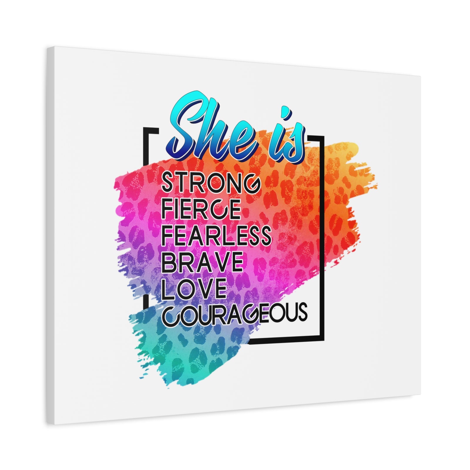 Scripture Canvas She Is Courageous Psalm 31:24 Christian Wall Art Bible Verse Print Ready to Hang-Express Your Love Gifts