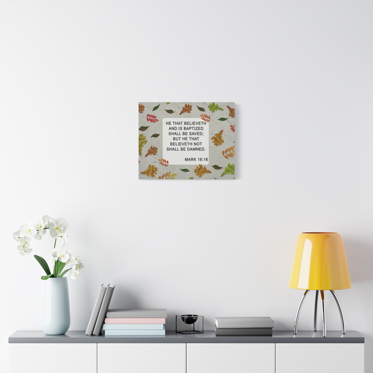 Scripture Walls Shall Be Saved Mark 16:16 Bible Verse Canvas Christian Wall Art Ready to Hang