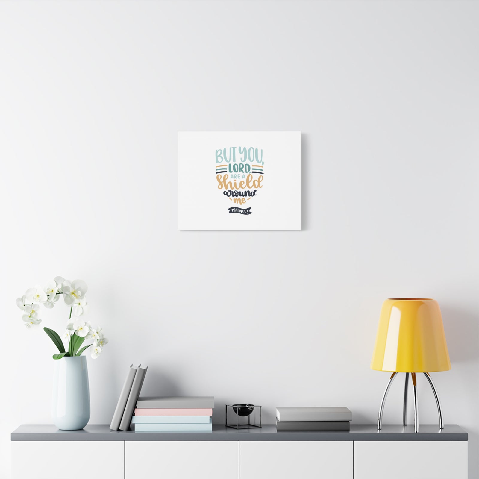 Scripture Canvas Shield Around Me Psalm 3:3 Christian Wall Art Bible Verse Print Ready to Hang-Express Your Love Gifts