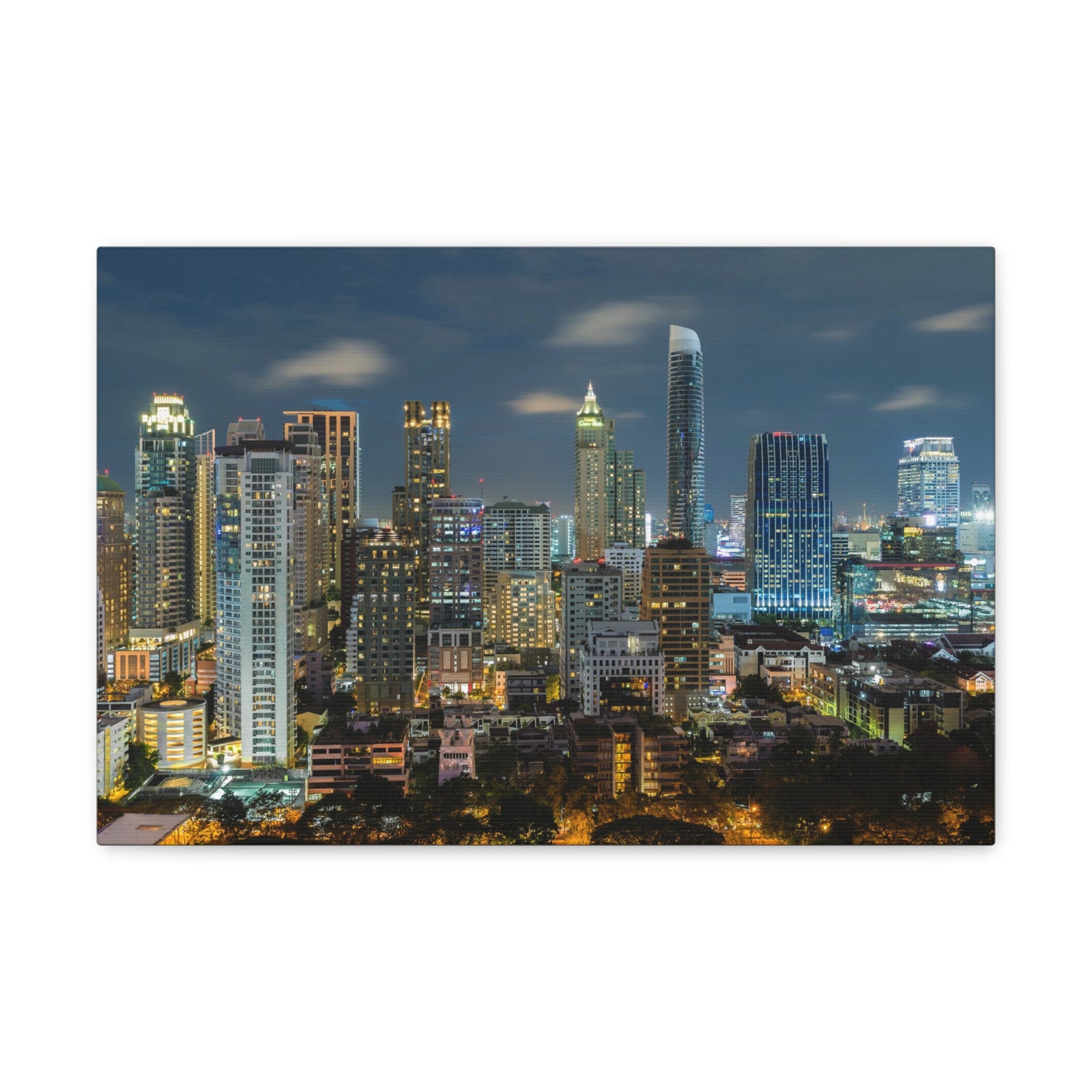 Bangkok Night Skyline Canvas Artwork High-Quality Breathtaking Stunning Cityscape for Home Decor Ready to Hang-Express Your Love Gifts
