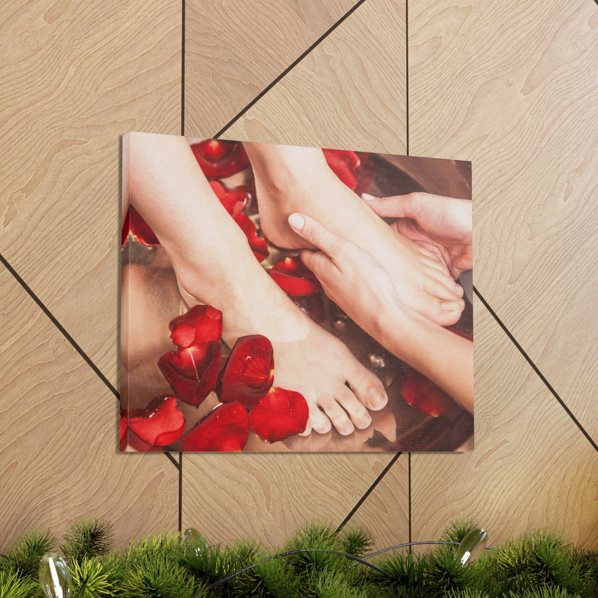 Female Feet at Spa Forest Floral Nature Photography Canvas Wall Art for Home Decor Ready-to-Hang-Express Your Love Gifts