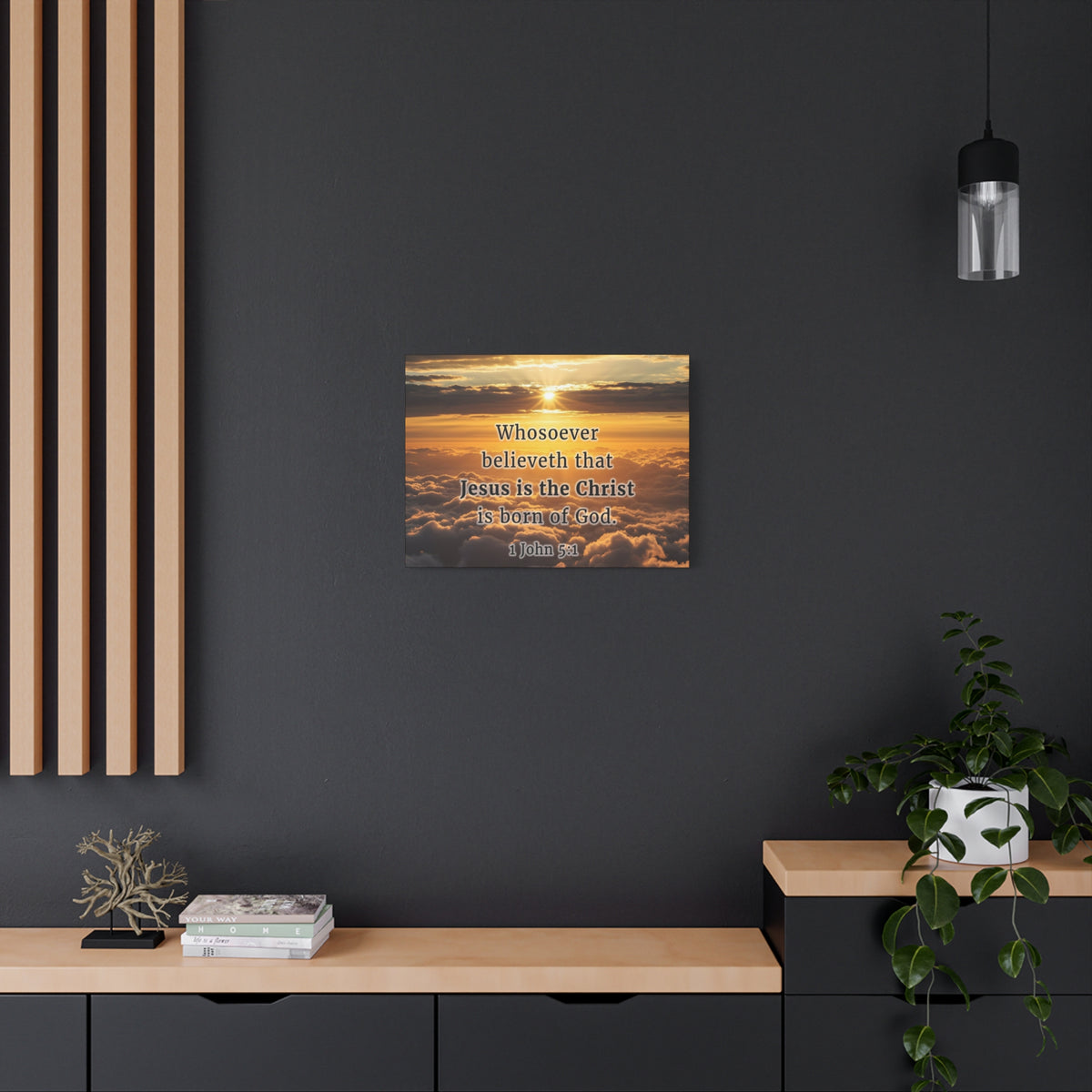 Scripture Walls 1 John 5:1 Born of God Sun Bible Verse Canvas Christian Wall Art Ready to Hang Unframed-Express Your Love Gifts