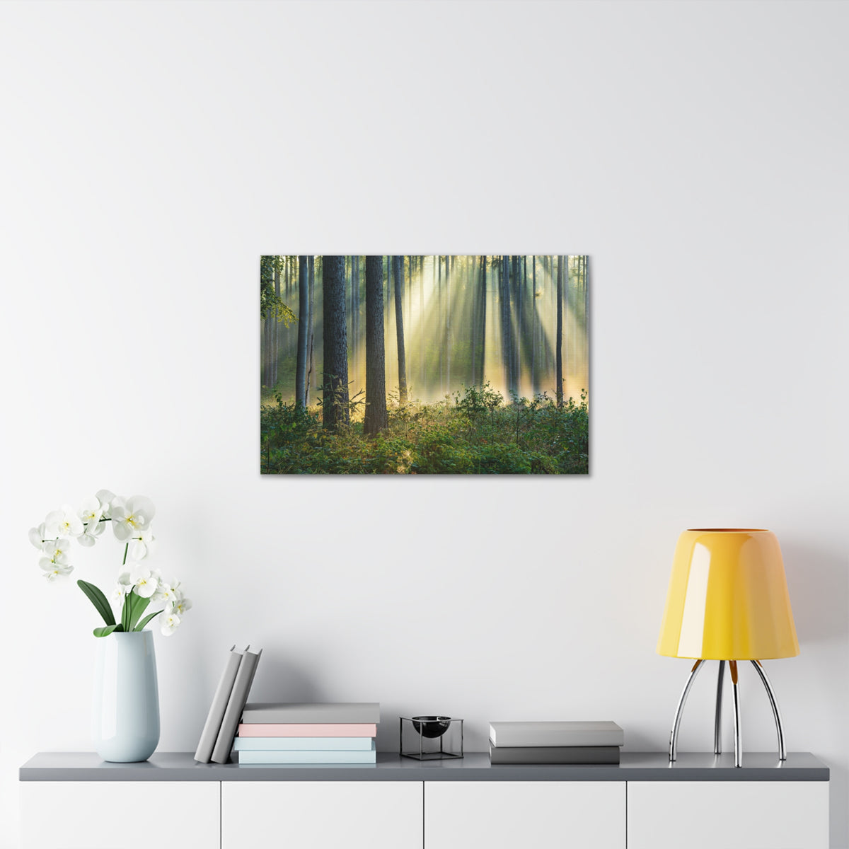 Sunrise Green Forest Nature Wilderness Photography Canvas Wall Art for Home Decor Ready-to-Hang-Express Your Love Gifts