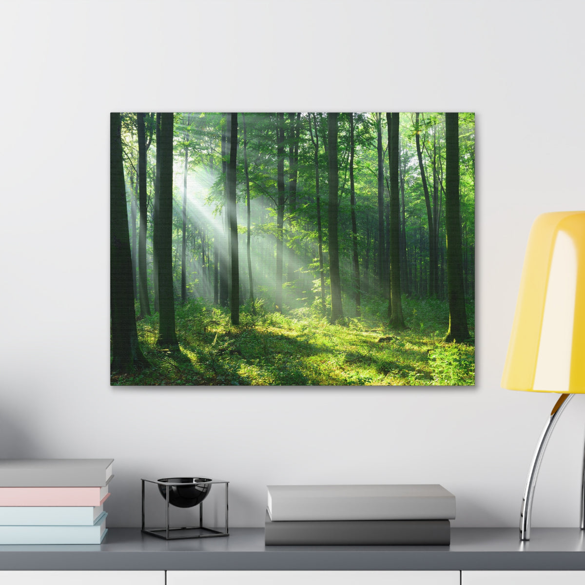 Green Forest Sunlight Nature Wilderness Photography Canvas Wall Art for Home Decor Ready-to-Hang-Express Your Love Gifts