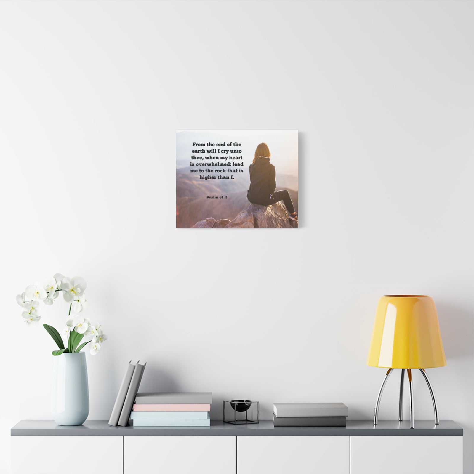 Scripture Canvas Heart Is Overwhelmed Psalms 61:2 Christian Wall Art Bible Verse Print Ready to Hang-Express Your Love Gifts