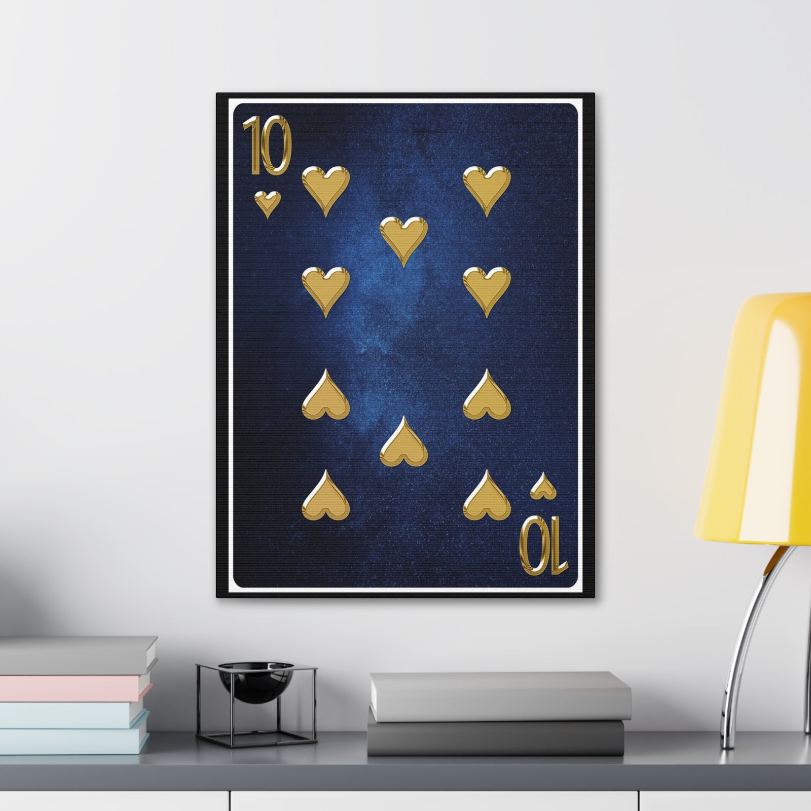 Ten Of Hearts Space Background Playing Card Canvas Wall Art for Home Decor Ready-to-Hang-Express Your Love Gifts