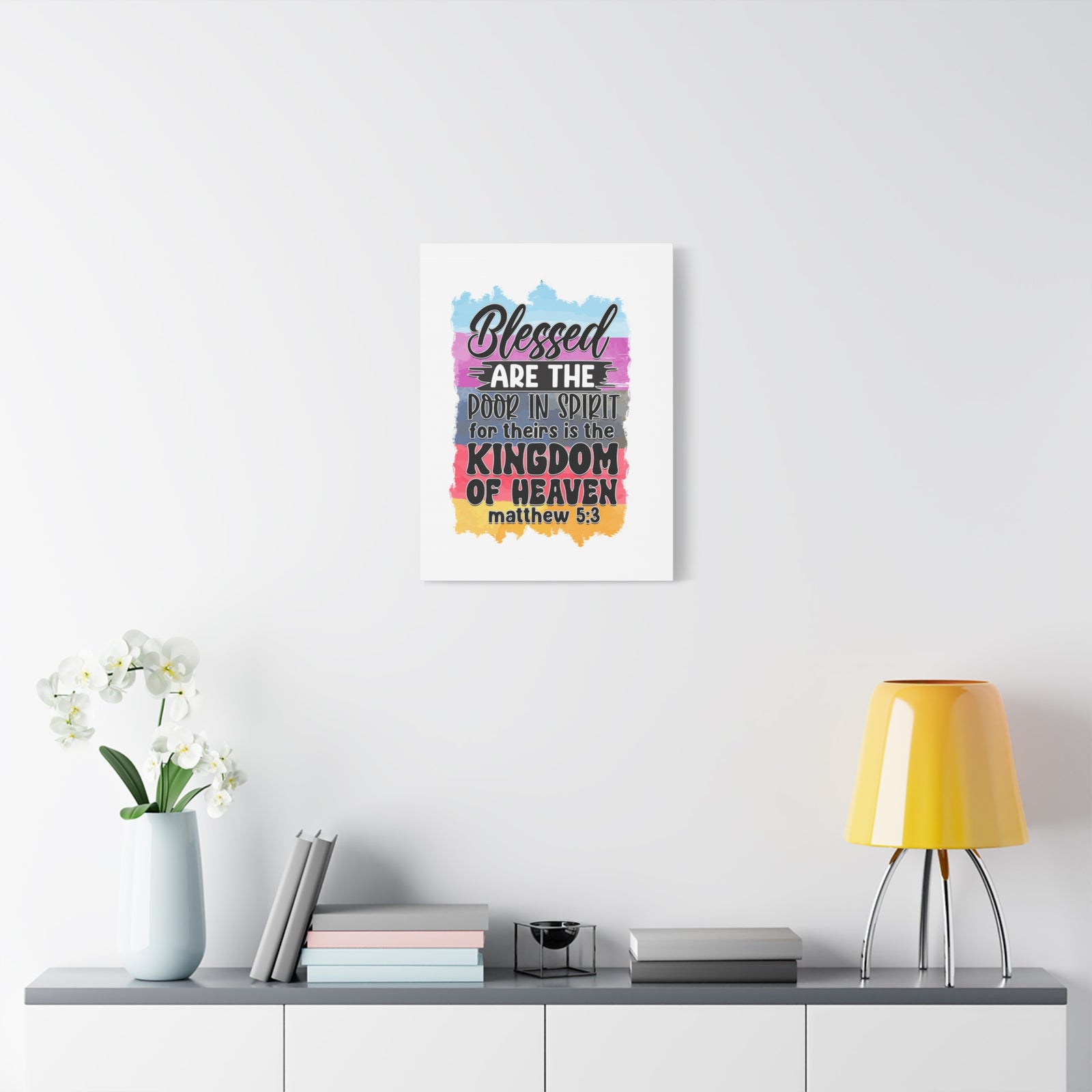 Scripture Walls Matthew 5:3 Kingdom of Heaven Colored Bible Verse Canvas Christian Wall Art Ready to Hang Unframed-Express Your Love Gifts