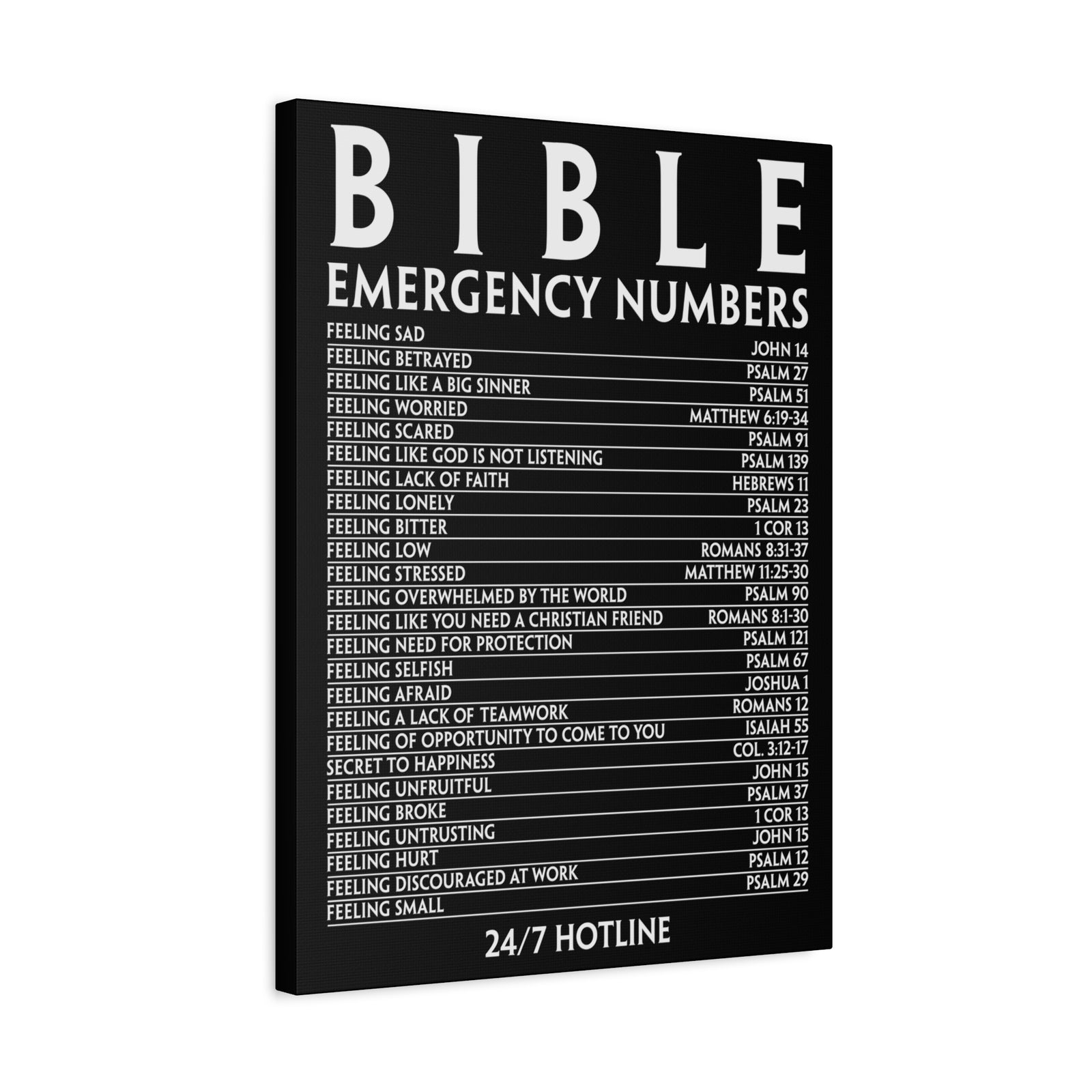 Scripture Walls Bible Emergency Hotline Numbers Bible Verse Canvas Christian Wall Art Ready to Hang Unframed-Express Your Love Gifts