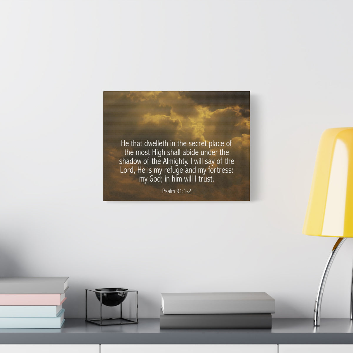 Bible Verse Canvas Secret Place Psalm 91:1-2 Christian Home Décor Wall Art Scripture Ready to Hang Faith Print-Express Your Love Gifts