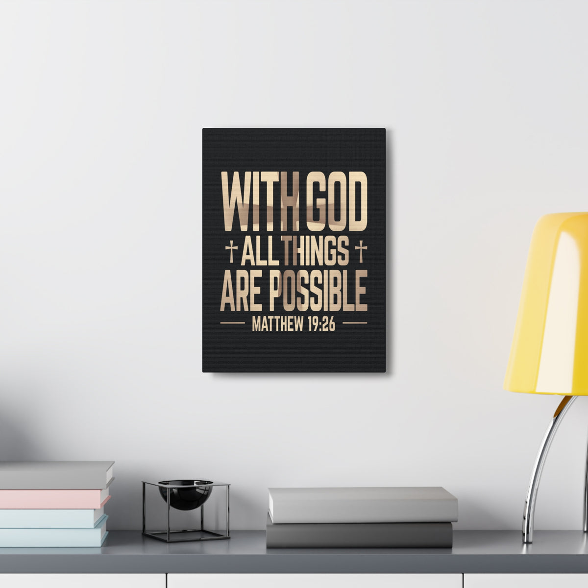 Scripture Walls Matthew 19:26 All Things Possible Bible Verse Canvas Christian Wall Art Ready to Hang Unframed-Express Your Love Gifts