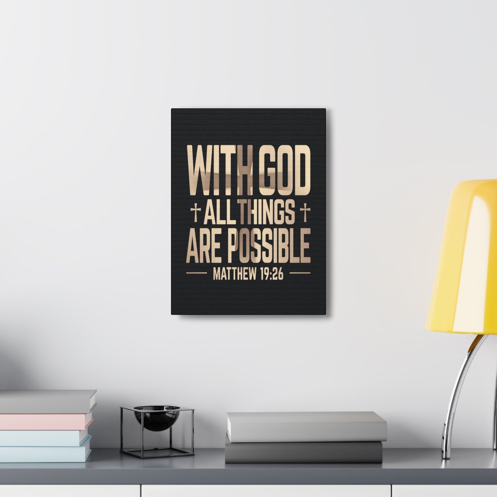 Scripture Walls Matthew 19:26 All Things Possible Bible Verse Canvas Christian Wall Art Ready to Hang Unframed-Express Your Love Gifts