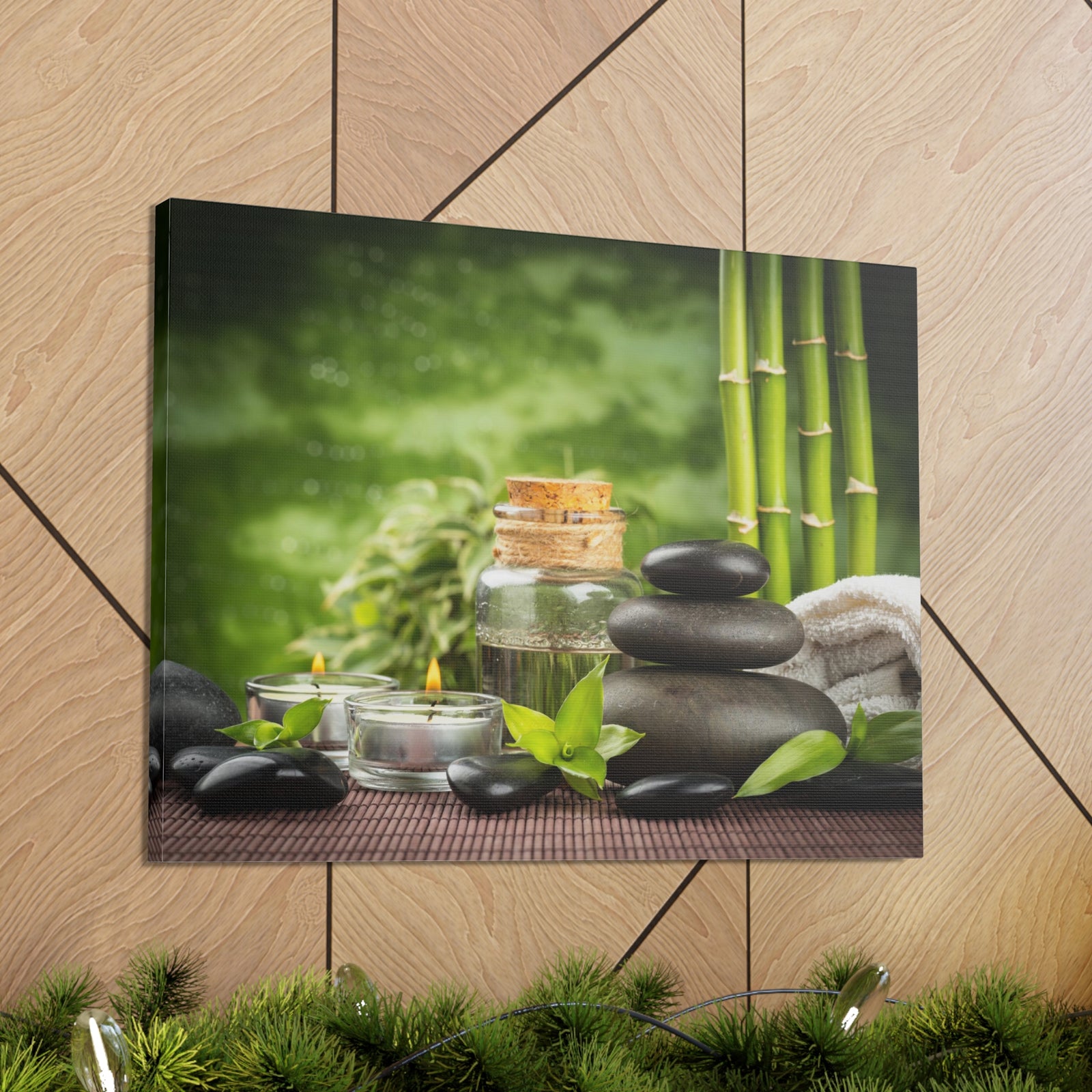 Massage Oil and Stones Forest Floral Nature Photography Canvas Wall Art for Home Decor Ready-to-Hang-Express Your Love Gifts