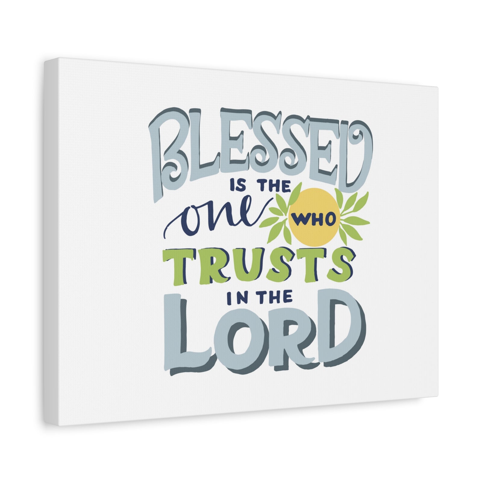Scripture Canvas Trust In The Lord Psalm 40:4 Pale Blue Christian Wall Art Bible Verse Print Ready to Hang-Express Your Love Gifts