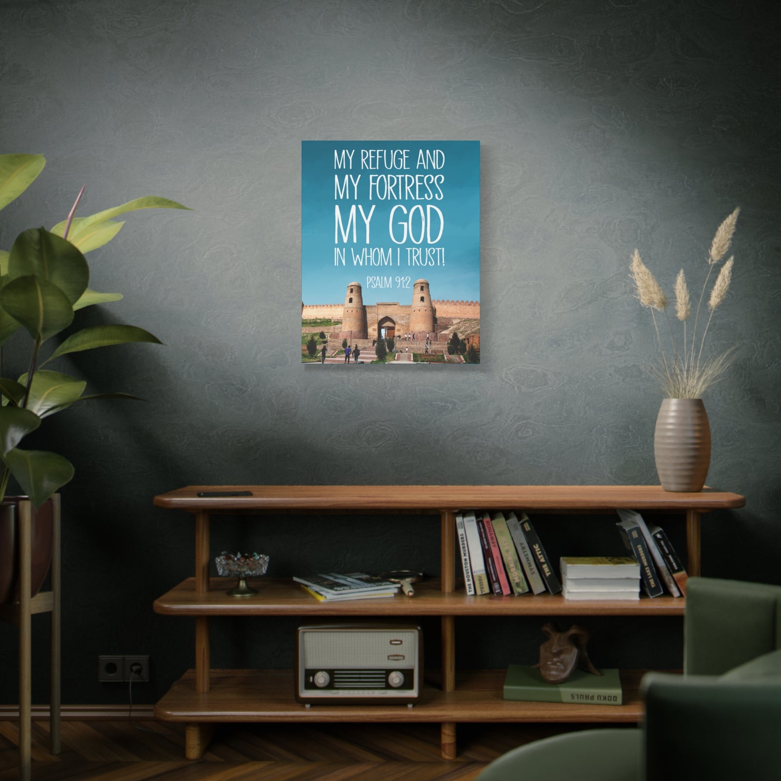 Scripture Walls In Whom I Trust Psalm 91:2 Bible Verse Canvas Christian Wall Art Ready to Hang-Express Your Love Gifts