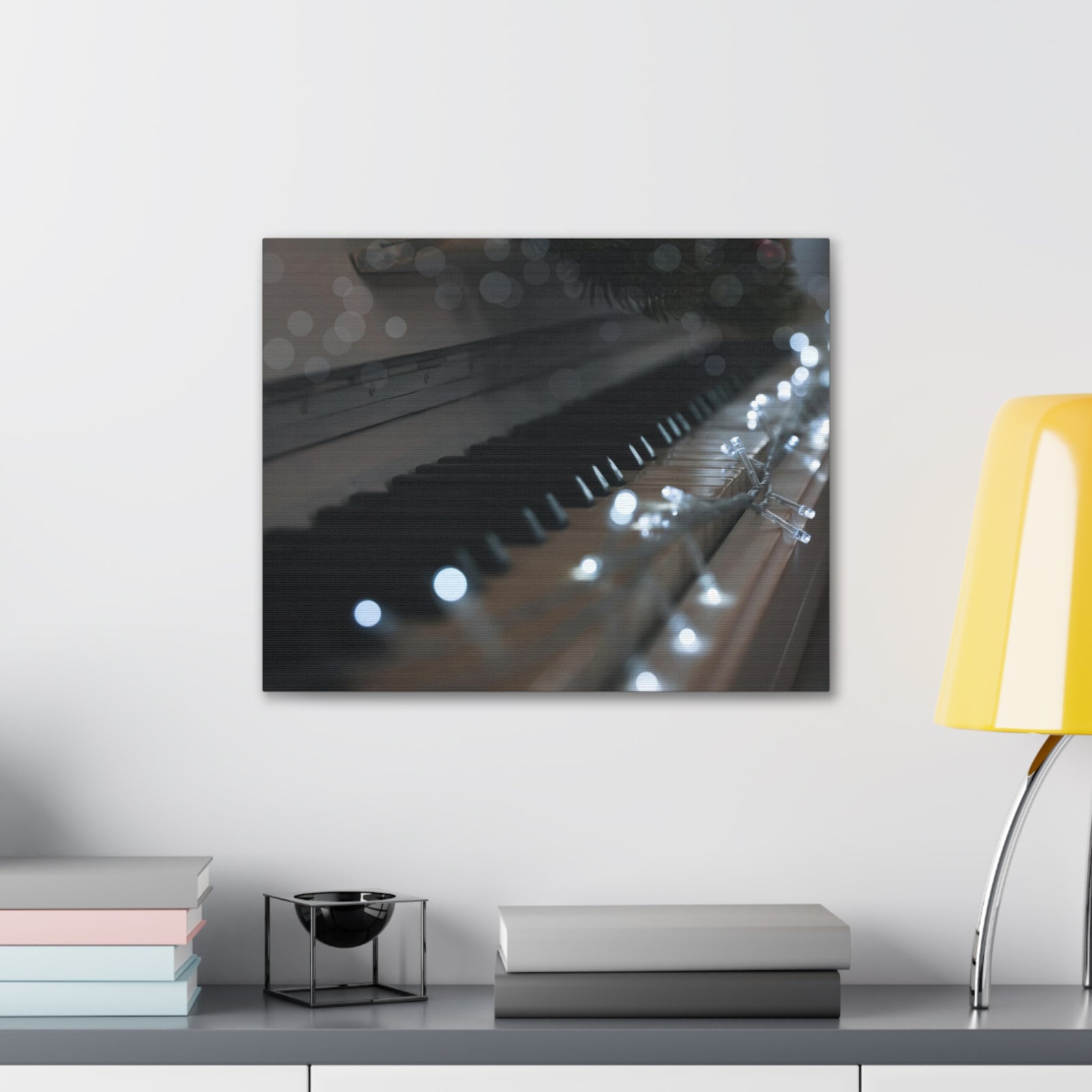 Glowing Fairy Lights on Piano Keys Music Lover's Delight Piano Keyboard Canvas Wall Art for Home Decor Ready-to-Hang-Express Your Love Gifts