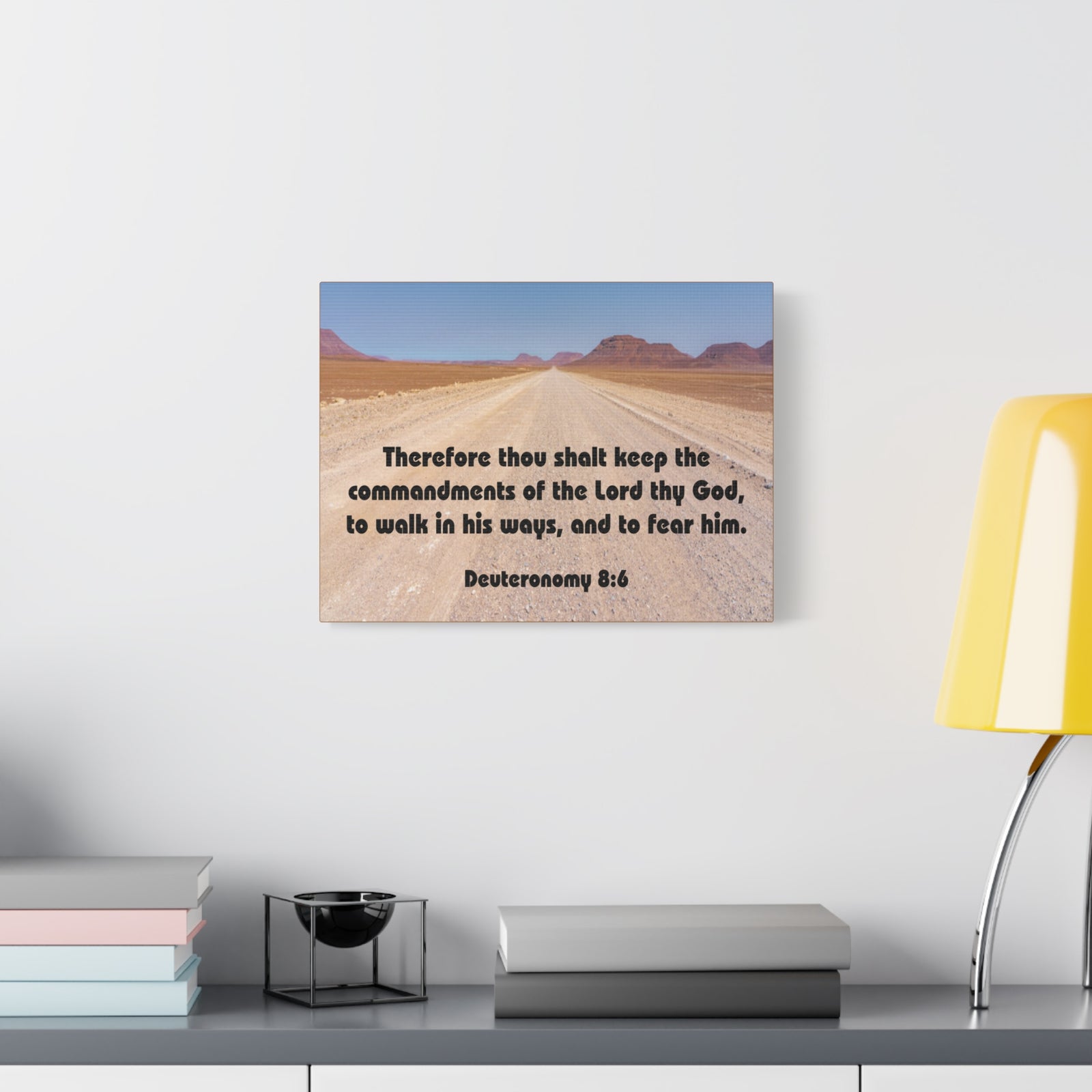 Bible Verse Canvas The Commandments of The Lord Thy God Deuteronomy 8:6 Christian Home Décor Wall Art Scripture Ready to Hang Faith Print-Express Your Love Gifts