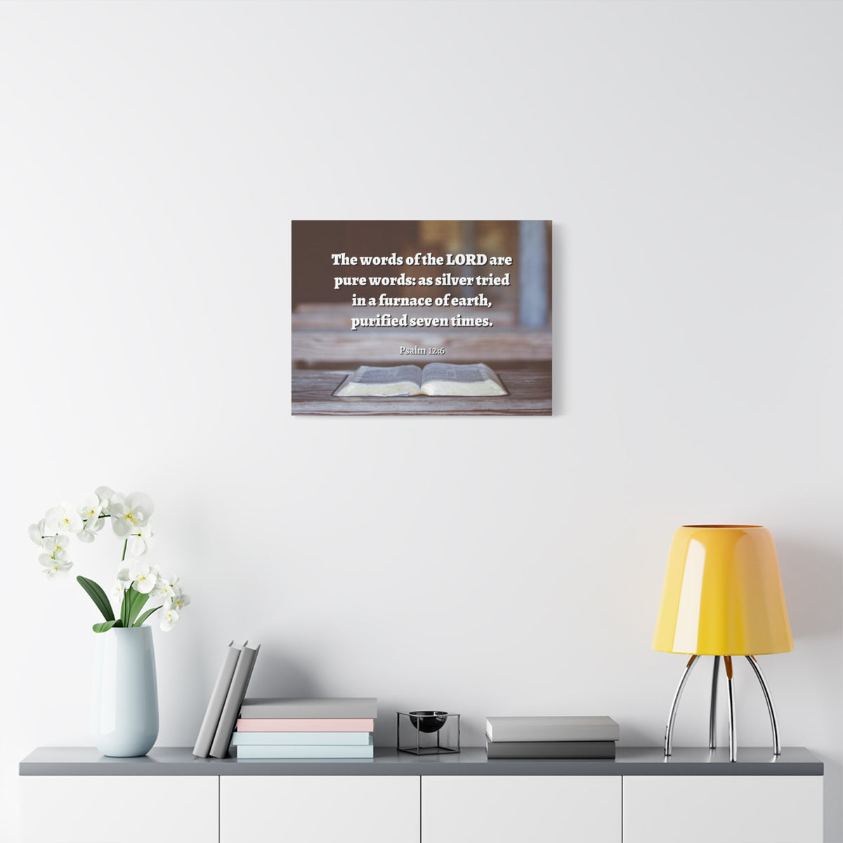 Scripture Canvas Pure Words Psalm 12:6 Christian Wall Art Bible Verse Print Ready to Hang-Express Your Love Gifts