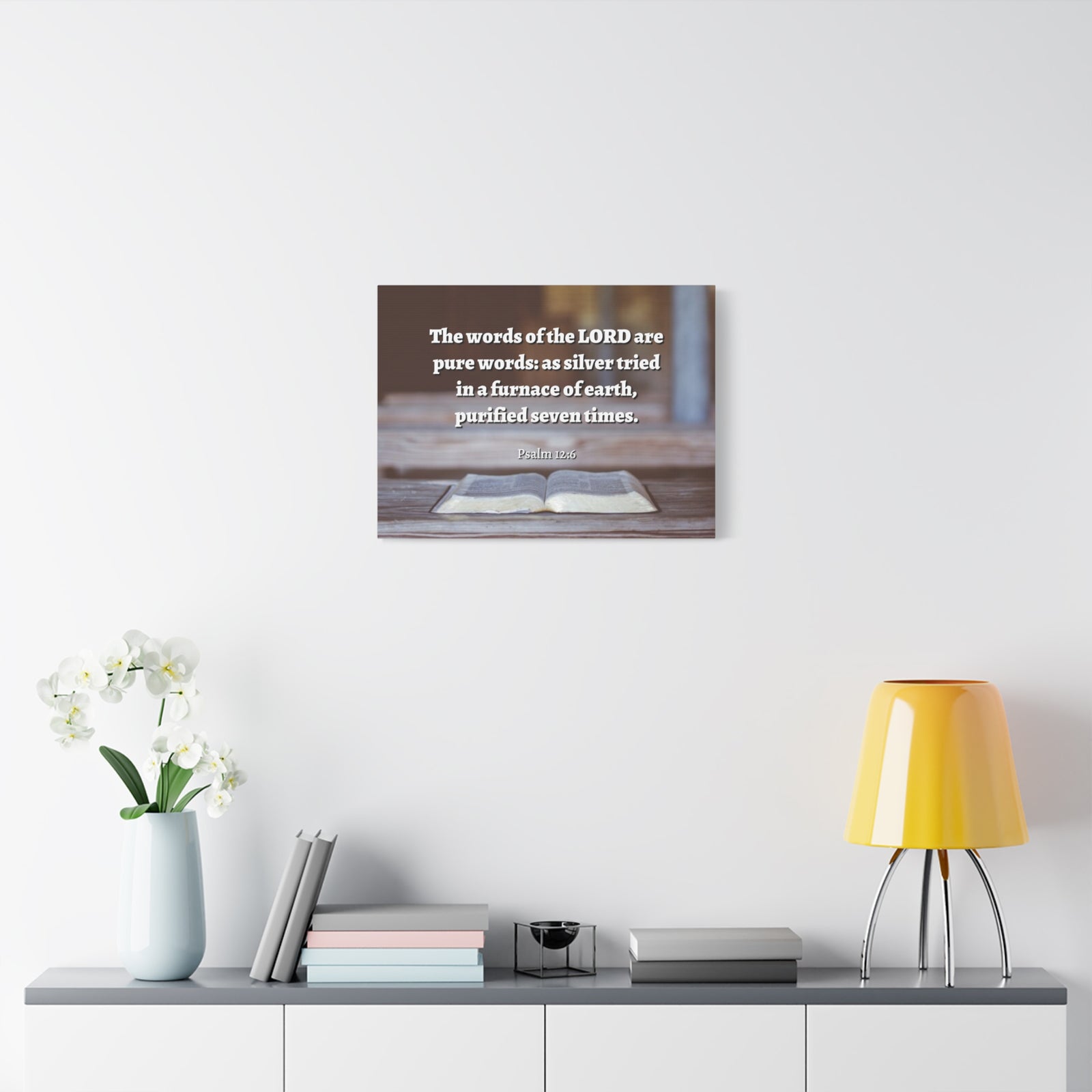 Scripture Canvas Pure Words Psalm 12:6 Christian Wall Art Bible Verse Print Ready to Hang-Express Your Love Gifts