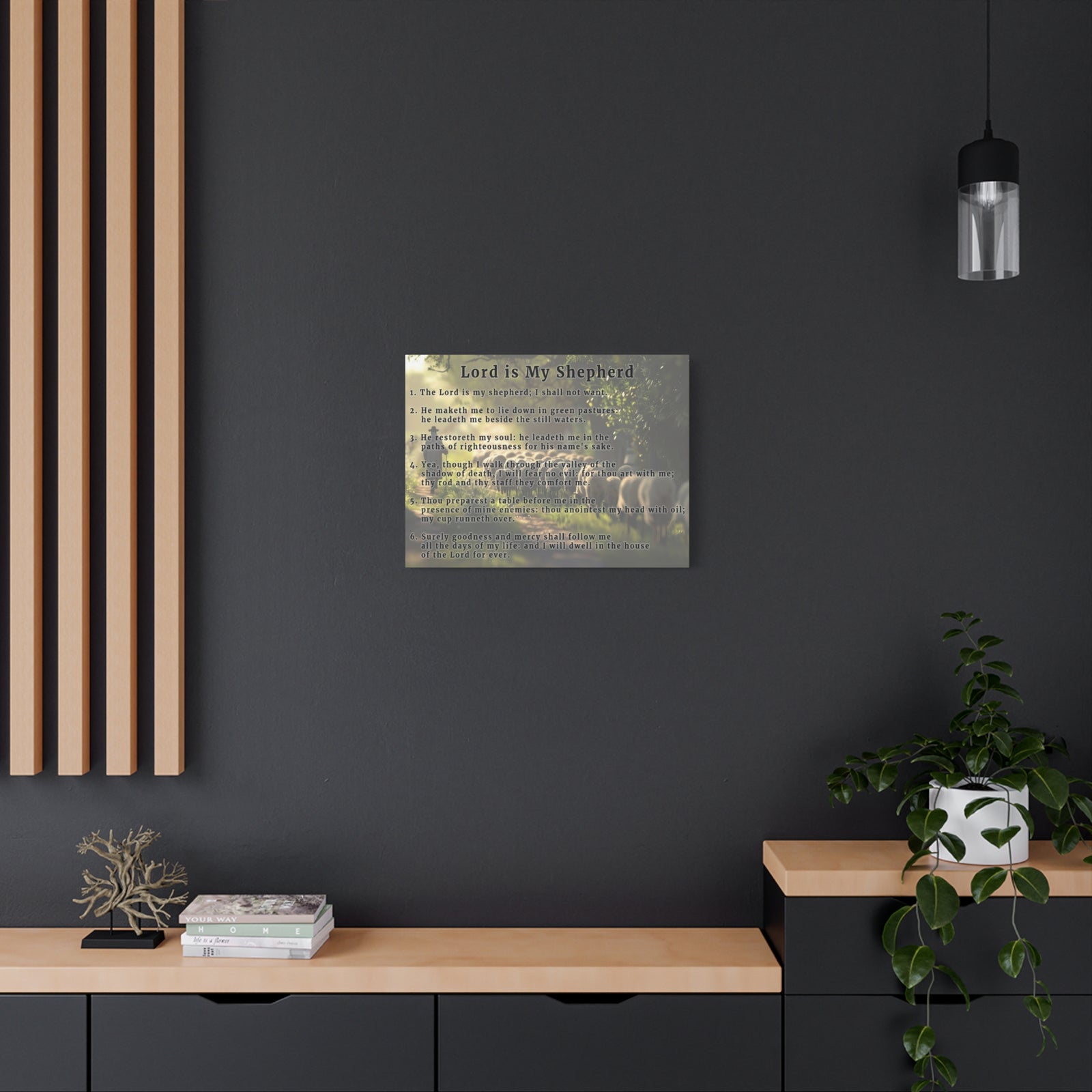 Scripture Walls Lord is My Shepherd Psalm 23 Green Bible Verse Canvas Christian Wall Art Ready to Hang Unframed-Express Your Love Gifts