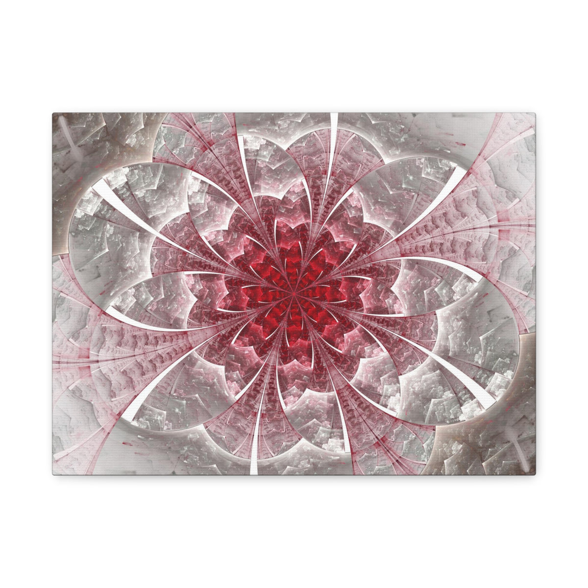 Fractal Flower In Red Stained Glass Canvas Wall Art for Home Decor Ready-to-Hang-Express Your Love Gifts