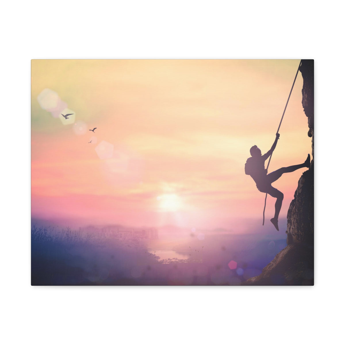 Man Climbing High Mountain Nature Wilderness Photography Canvas Wall Art for Home Decor Ready-to-Hang-Express Your Love Gifts