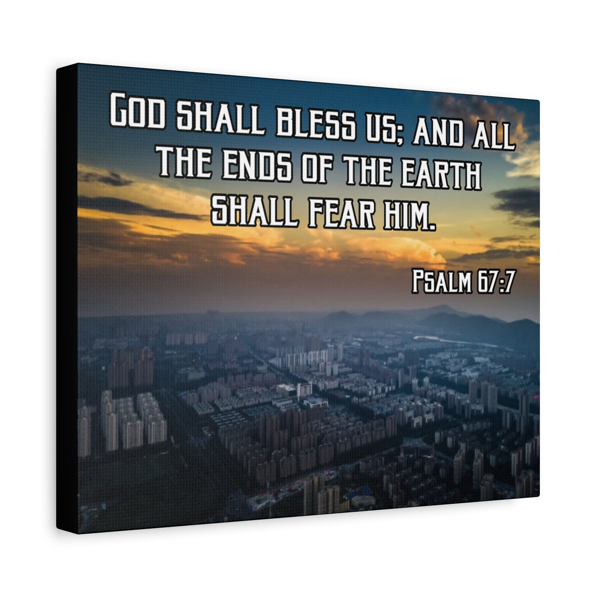 Bible Verse Canvas God Shall Bless Us Psalm 67:7 Christian Home Décor Wall Art Scripture Ready to Hang Faith Print-Express Your Love Gifts