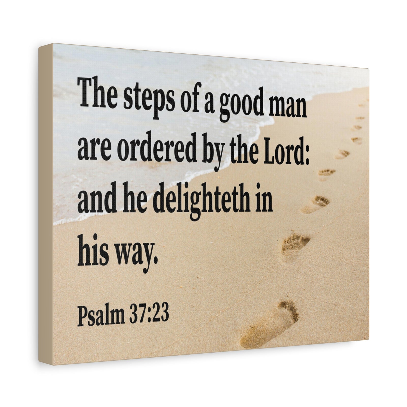 Scripture Walls Psalm 37:23 Steps of a Good Man Scripture Bible Verse Canvas Christian Wall Art Ready to Hang Unframed-Express Your Love Gifts