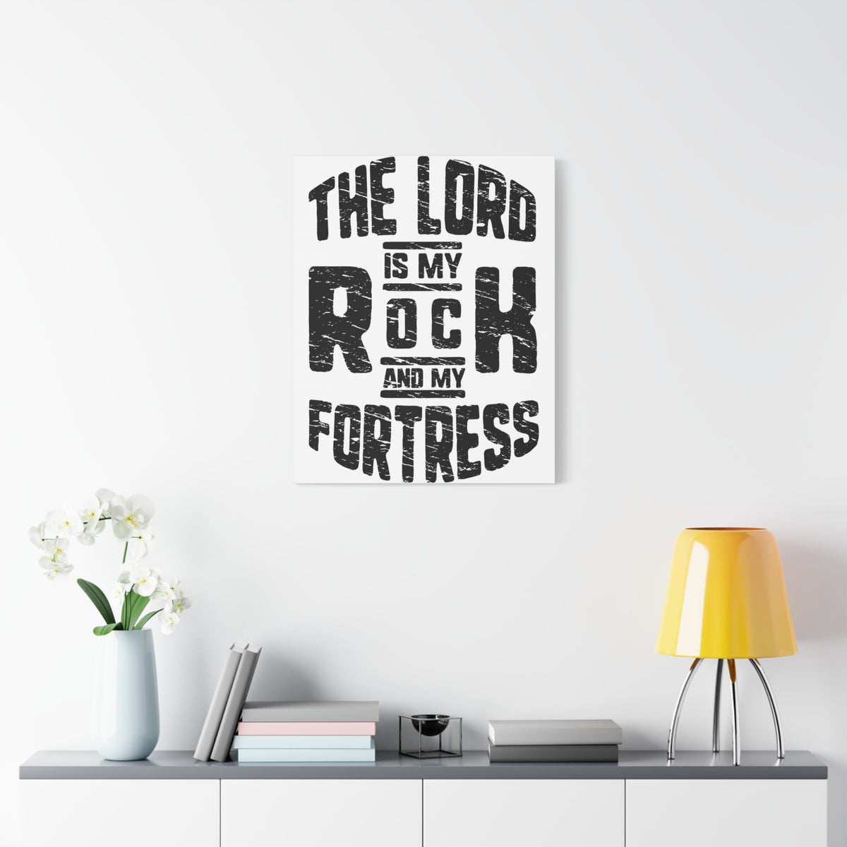Scripture Walls Psalms 18:2 Lord My Rock and Fortress Bible Verse Canvas Christian Wall Art Ready to Hang Unframed-Express Your Love Gifts