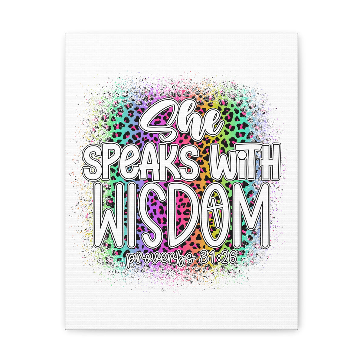 Scripture Walls Proverbs 31:26 She Speaks With Wisdom Colorful Bible Verse Canvas Christian Wall Art Ready to Hang Unframed-Express Your Love Gifts