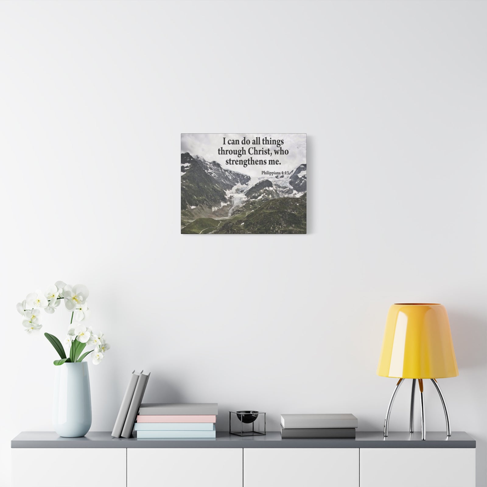 Scripture Canvas Christ Strenthens Me Philippians 4:13 Christian Wall Art Bible Verse Print Ready to Hang-Express Your Love Gifts