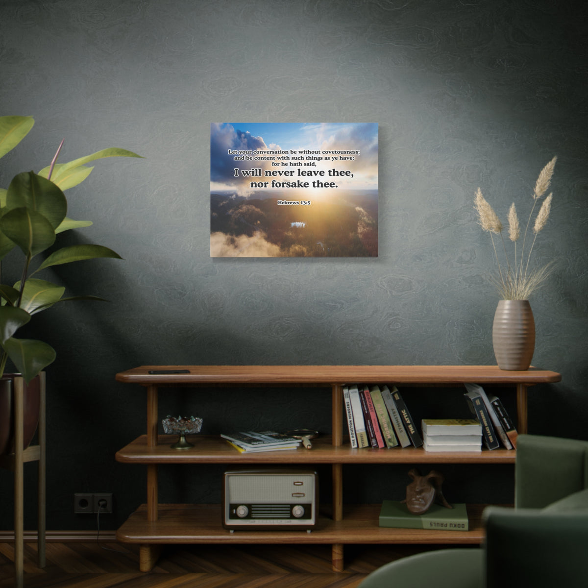 Bible Verse Canvas Never Leave or Forsake You Hebrews 13:5 Christian Wall Art Print Ready to Hang Unframed-Express Your Love Gifts