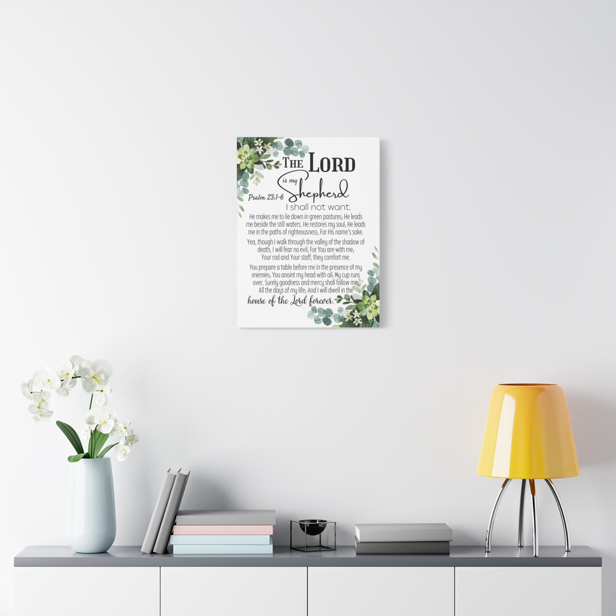 Scripture Walls Psalm 23:1-6 I Shall Not Want Bible Verse Canvas Christian Wall Art Ready to Hang Unframed-Express Your Love Gifts
