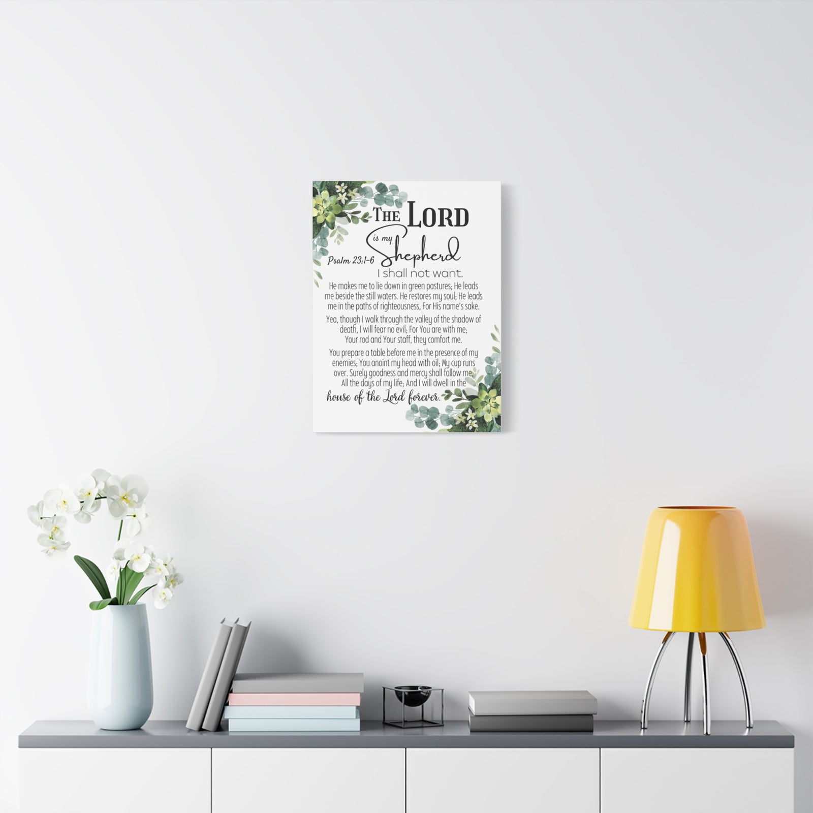 Scripture Walls Psalm 23:1-6 I Shall Not Want Bible Verse Canvas Christian Wall Art Ready to Hang Unframed-Express Your Love Gifts
