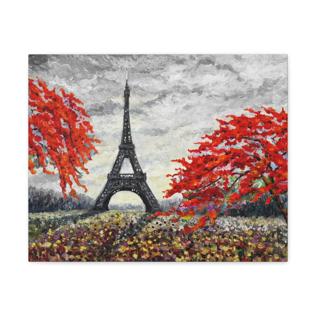 Eiffel Tower Red Tree Paris France Canvas Artwork High-Quality Breathtaking French City for Home Decor Ready to Hang-Express Your Love Gifts