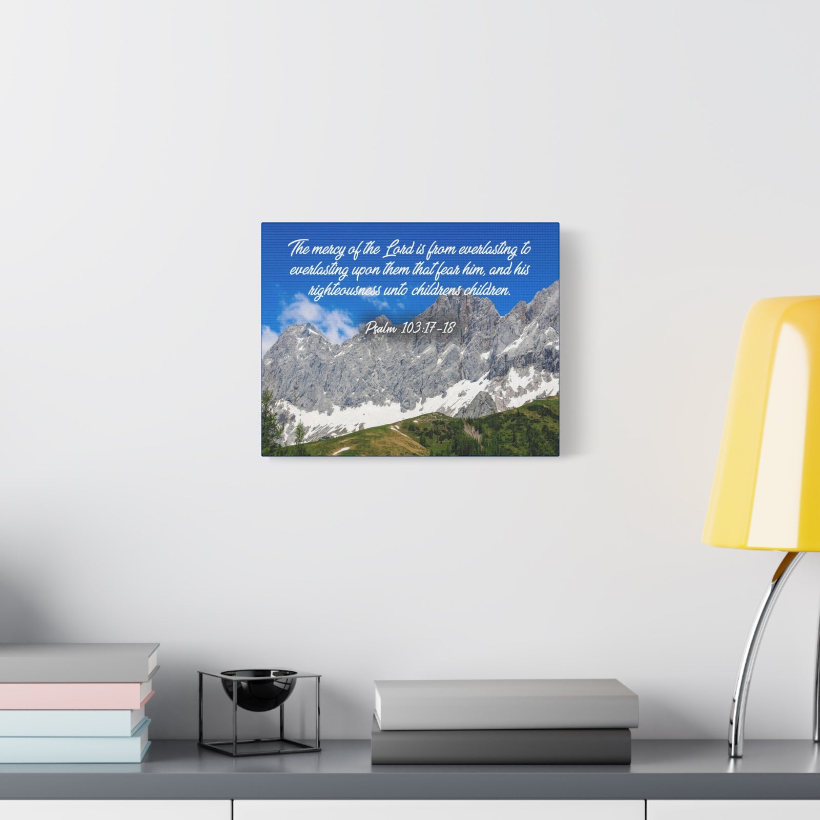 Scripture Canvas The Mercy of The Lord Psalm 103:17-18 Christian Wall Art Bible Verse Print Ready to Hang-Express Your Love Gifts