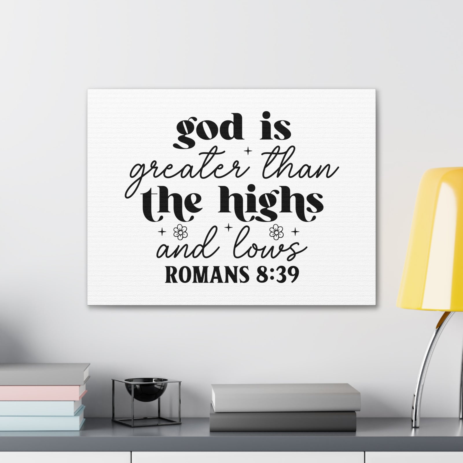 Scripture Walls Romans 8:39 God is Greater Bible Verse Canvas Christian Wall Art Ready to Hang Unframed-Express Your Love Gifts