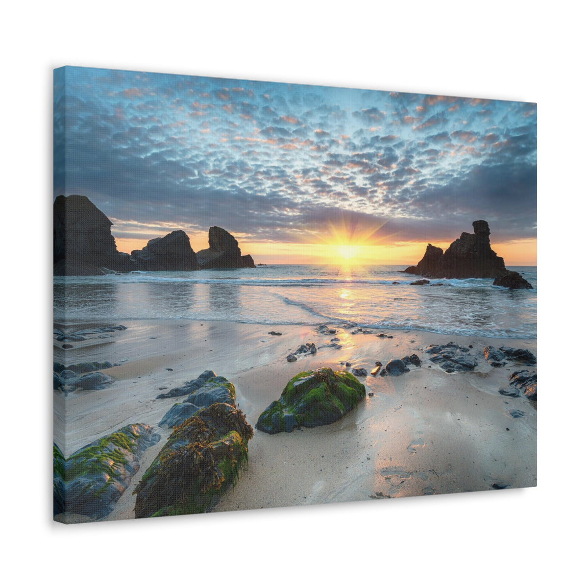Sunset At Porthcothan Bay Canvas Wall Art for Home Decor Ready-to-Hang-Express Your Love Gifts