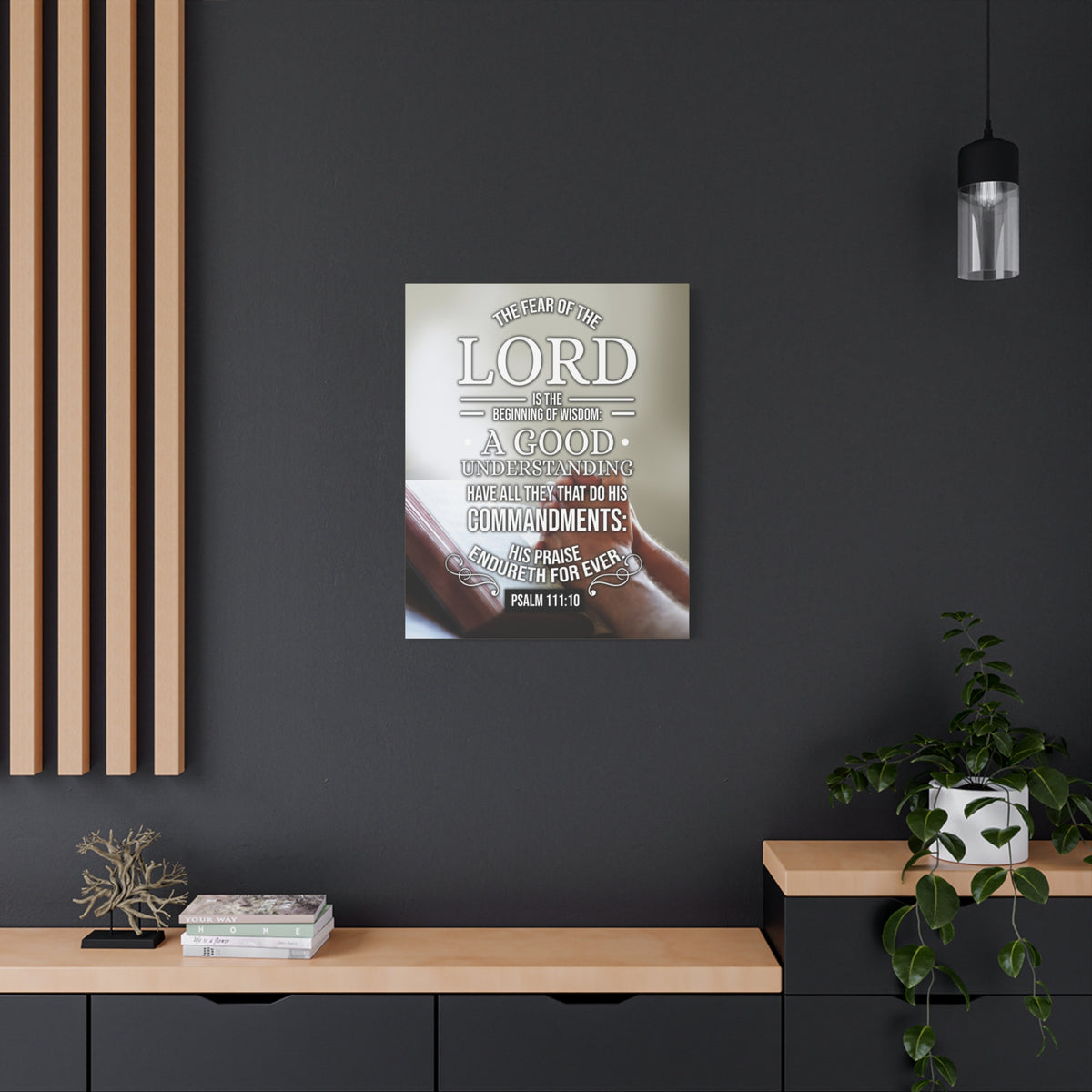 Scripture Canvas The Fear of The Lord Psalm 111:10 Christian Wall Art Bible Verse Print Ready to Hang-Express Your Love Gifts