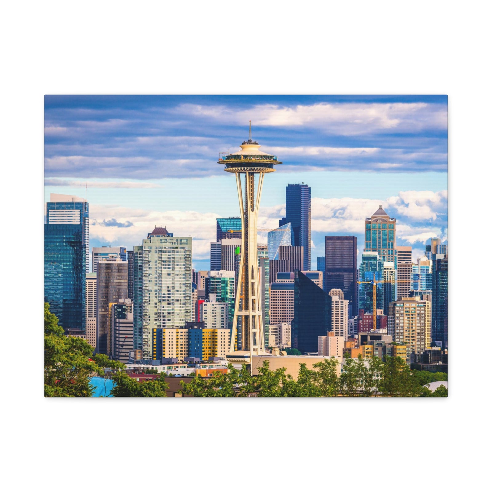 Seattle Daytime Skyline Canvas Artwork High-Quality Breathtaking Stunning Cityscape for Home Decor Ready to Hang-Express Your Love Gifts
