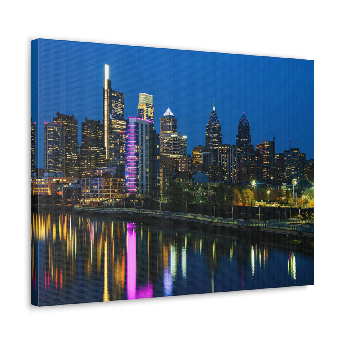 Philadelphia Night Skyline Canvas Artwork High-Quality Breathtaking Stunning Cityscape for Home Decor Ready to Hang-Express Your Love Gifts