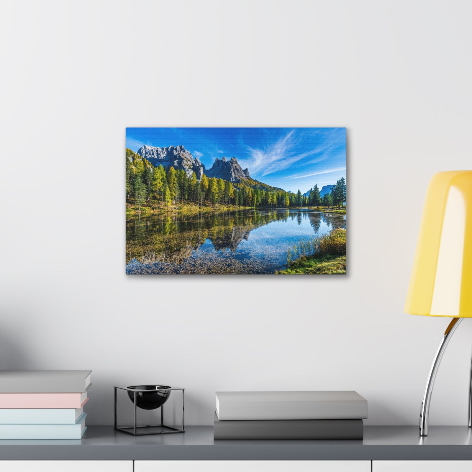Valley Mountain Lake Nature Wilderness Photography Canvas Wall Art for Home Decor Ready-to-Hang-Express Your Love Gifts