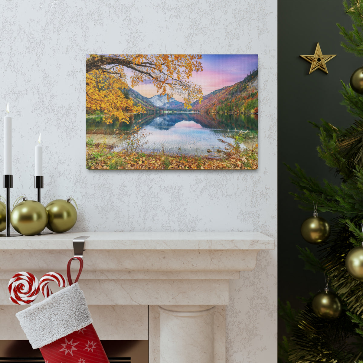 Stunning Autumn Scene Forest Floral Nature Photography Canvas Wall Art for Home Decor Ready-to-Hang-Express Your Love Gifts