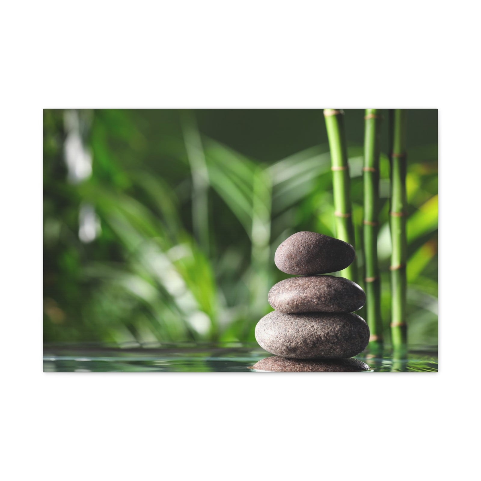 Stacked Stones on Water Forest Floral Nature Photography Canvas Wall Art for Home Decor Ready-to-Hang-Express Your Love Gifts
